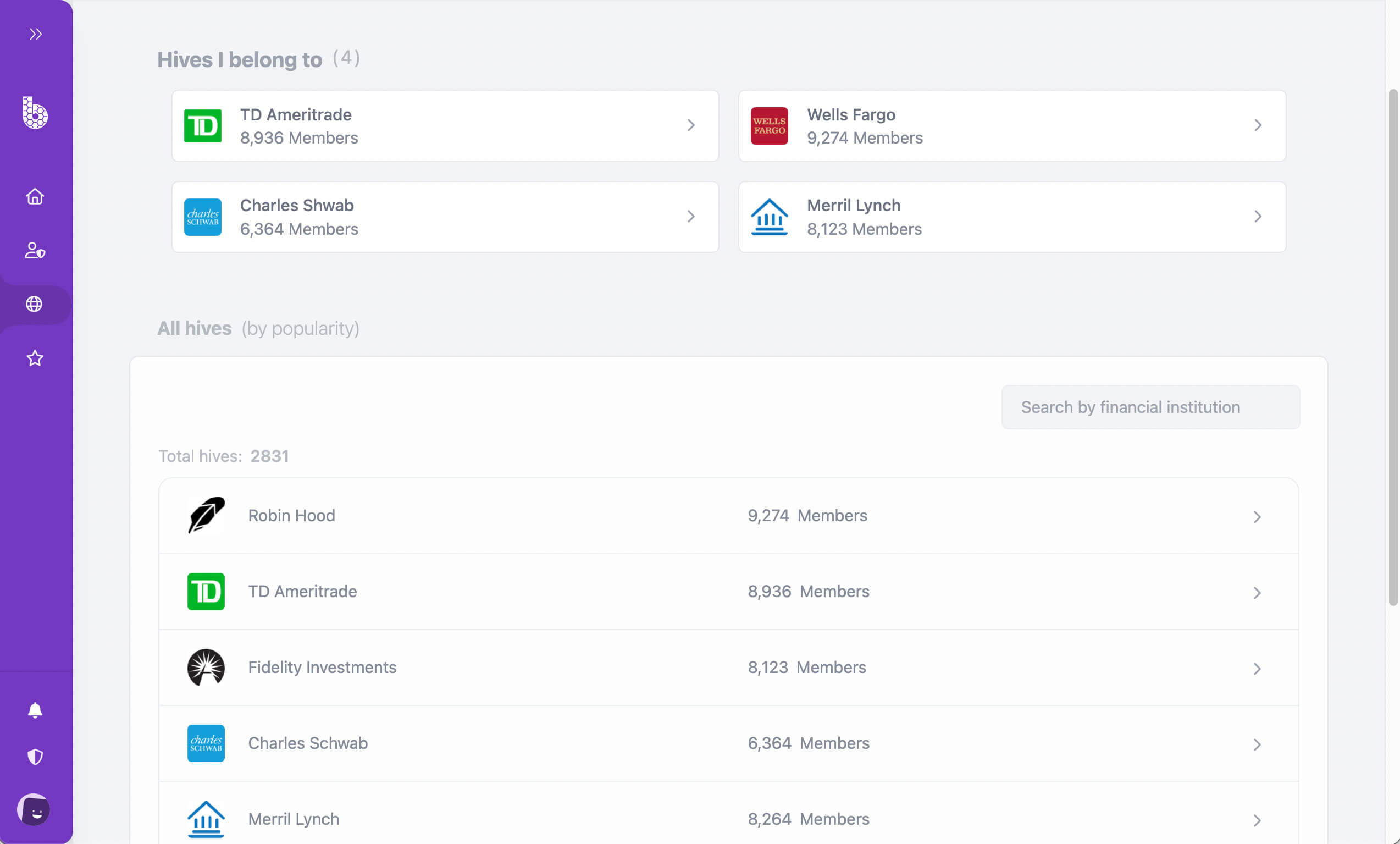 Pure Benchmarks hives screenshot