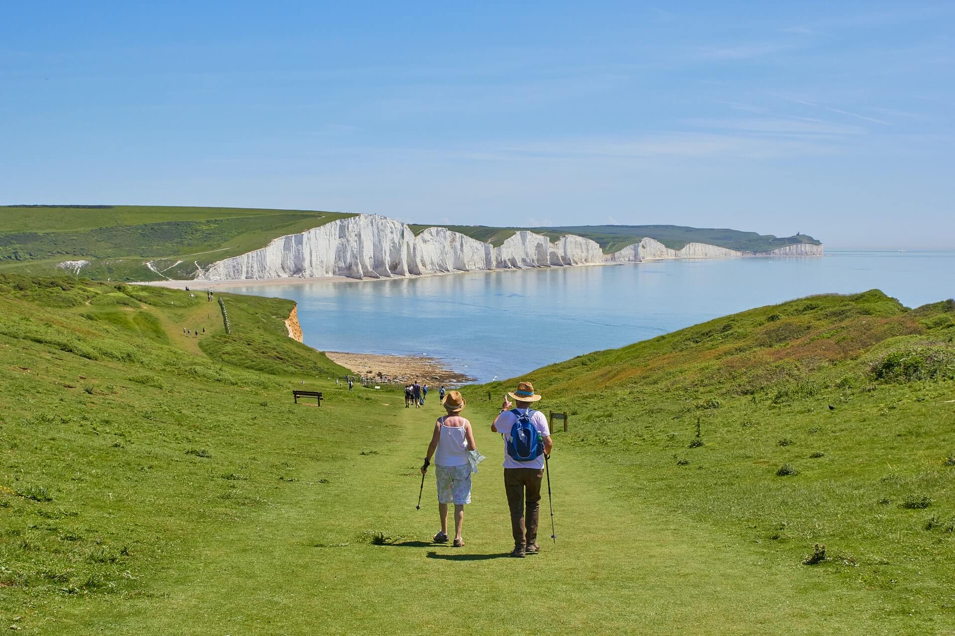 a retired couple hiking